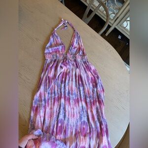 OG Love Shack Fancy Love Dress Pink and Purple Halter Maxi Dress